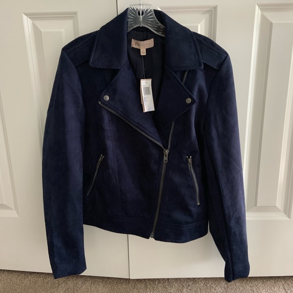 Philosophy Jackets & Blazers - NWT Navy faux leather moto jacket
